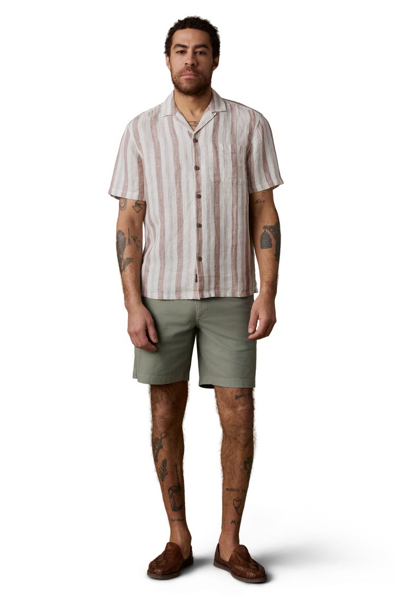 Palma Stripe Linen Camp Shirt, Alternate, color, ISLAND BROWN STRIPE