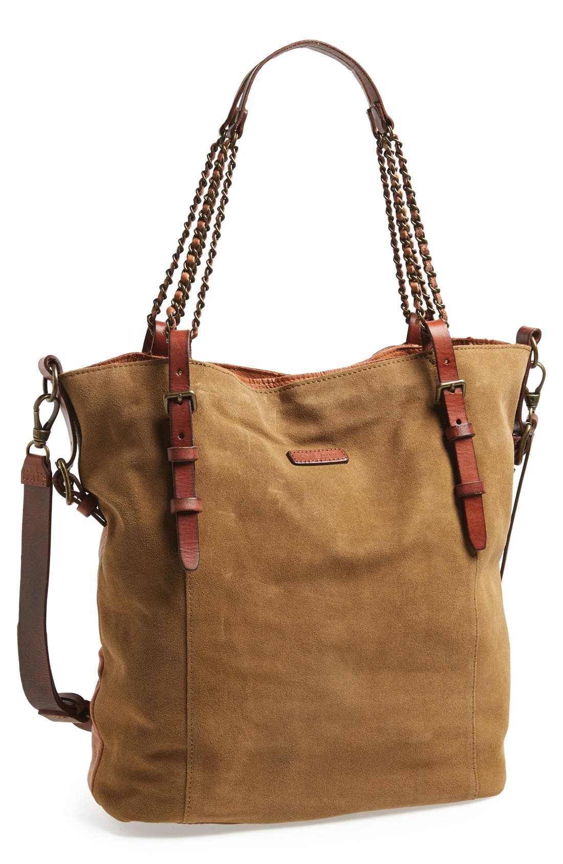 'Fabala' Suede & Leather Tote, Main, color, SPICE