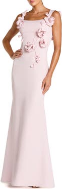 Mac Duggal Crepe Sleeveless Column Gown With Floral Detail