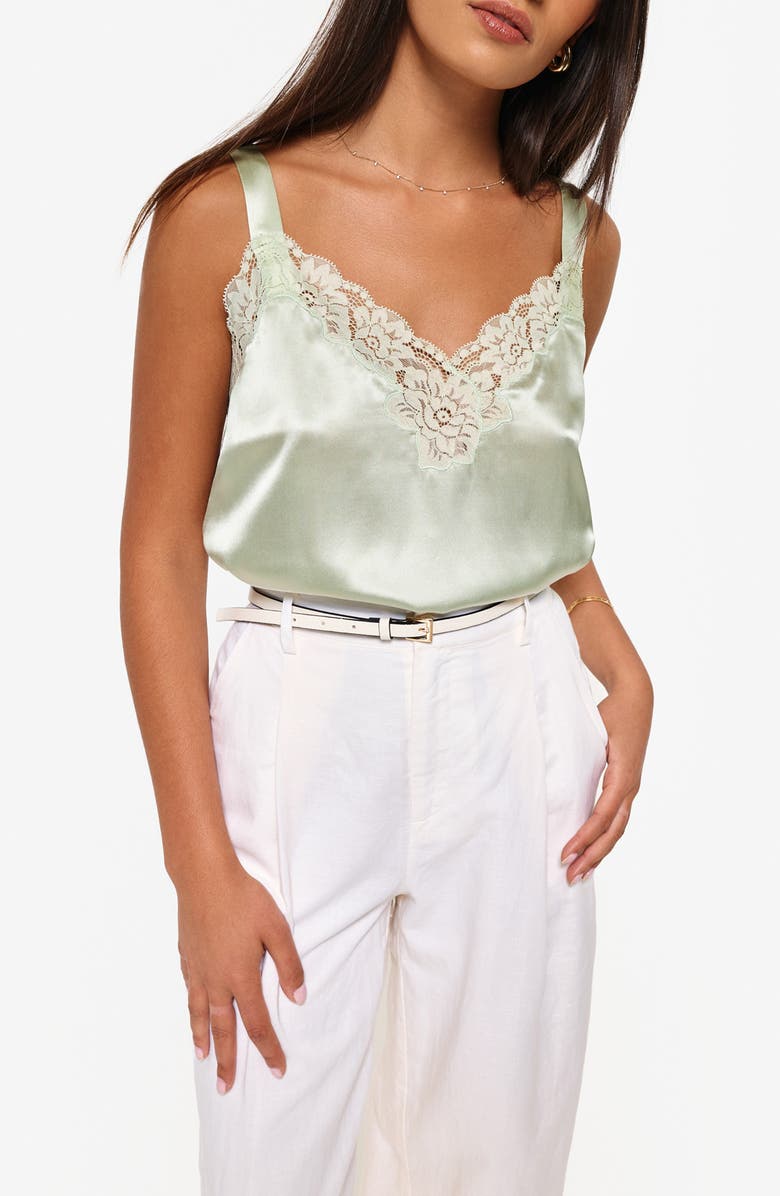 CAMI NYC Amora Lace Trim Silk Charmeuse Camisole, Main, color,