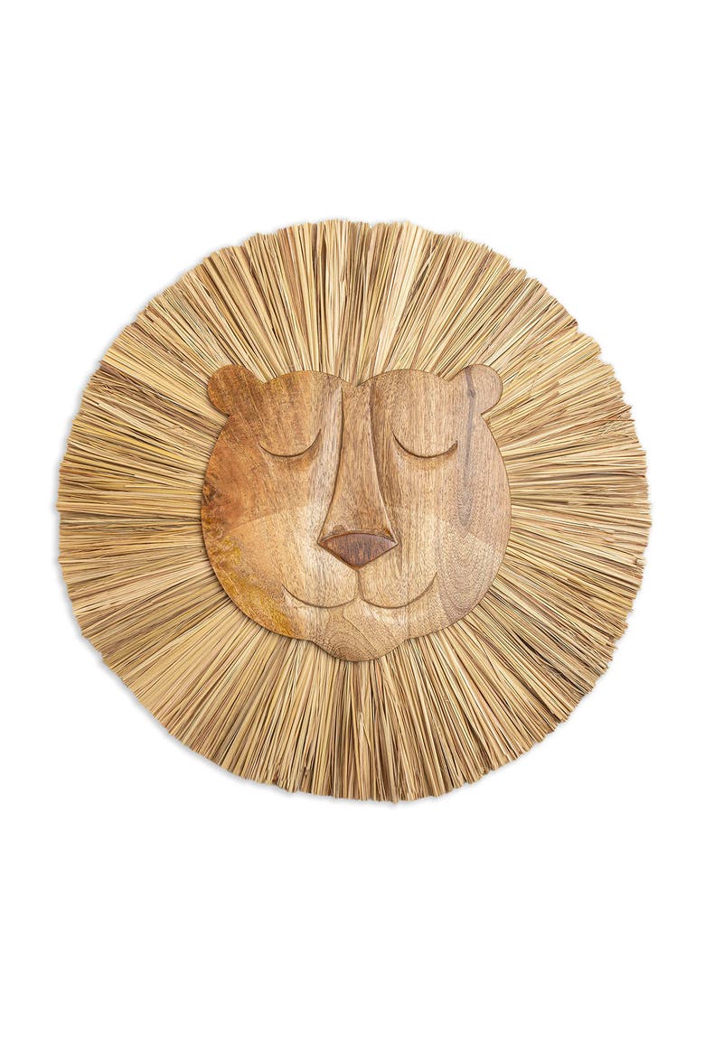 Safari Animal Wooden Wall Decor, Main, color, BROWN LION
