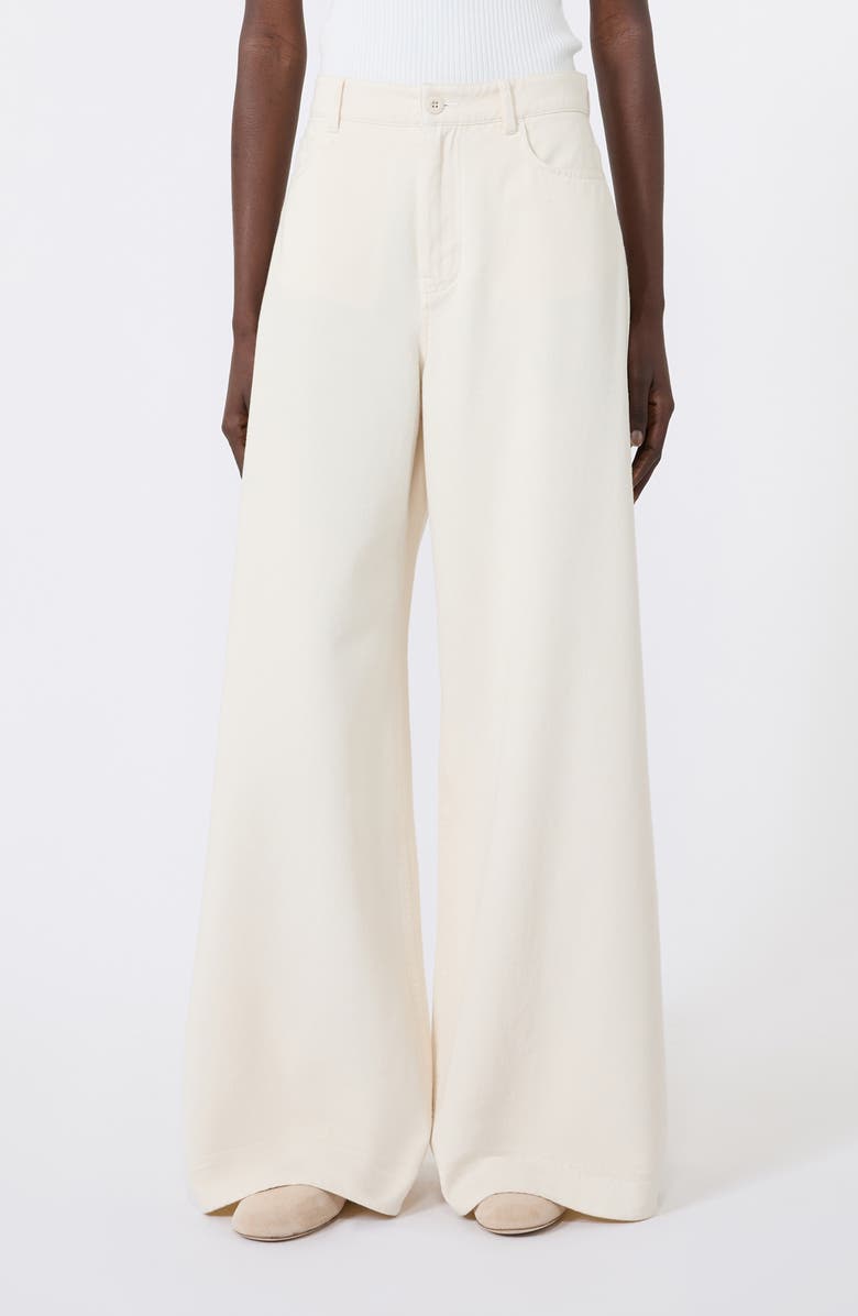 Weekend Max Mara Canneti Wide Leg Cotton Pants, Main, color, Ecru