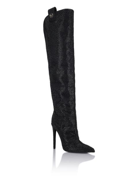 High-Heel High Boots Mixed Strass Hexagon Women