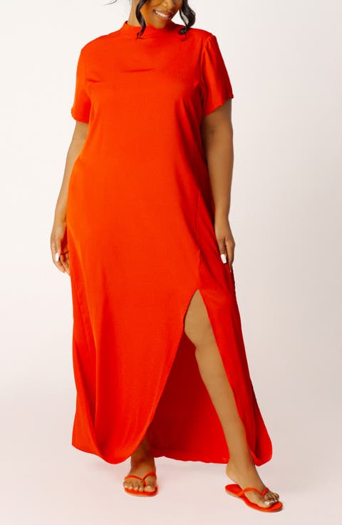 High Neck Draped Maxi Dress