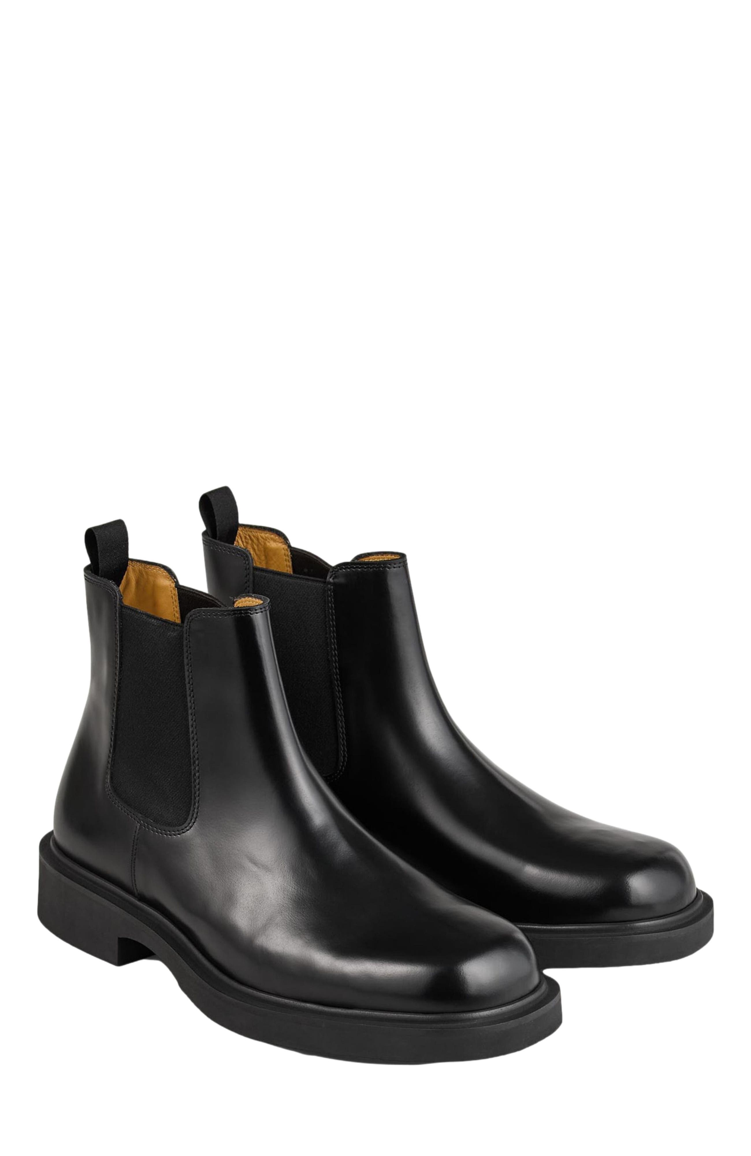 SANDRO Glazed leather Chelsea boots, Alternate, color, 
