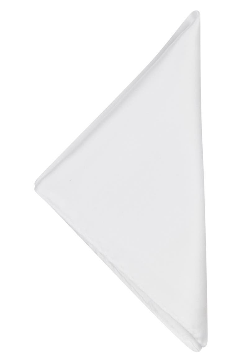 Men's Solid Satin Pocket Square, Alternate, color, WHITE
