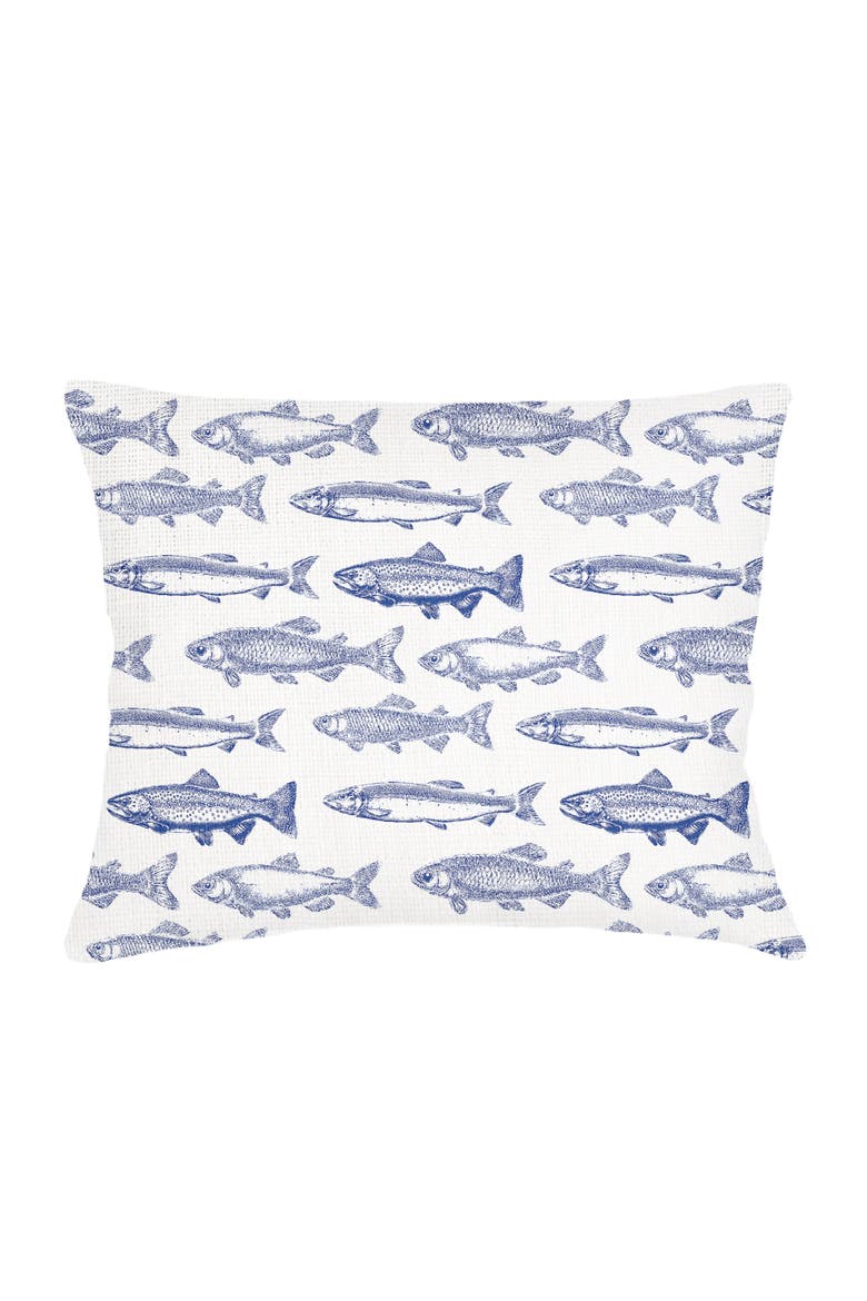 School of Fish Linen Dutch Euro Pillow Cover Only, Main, color, Navy Blue