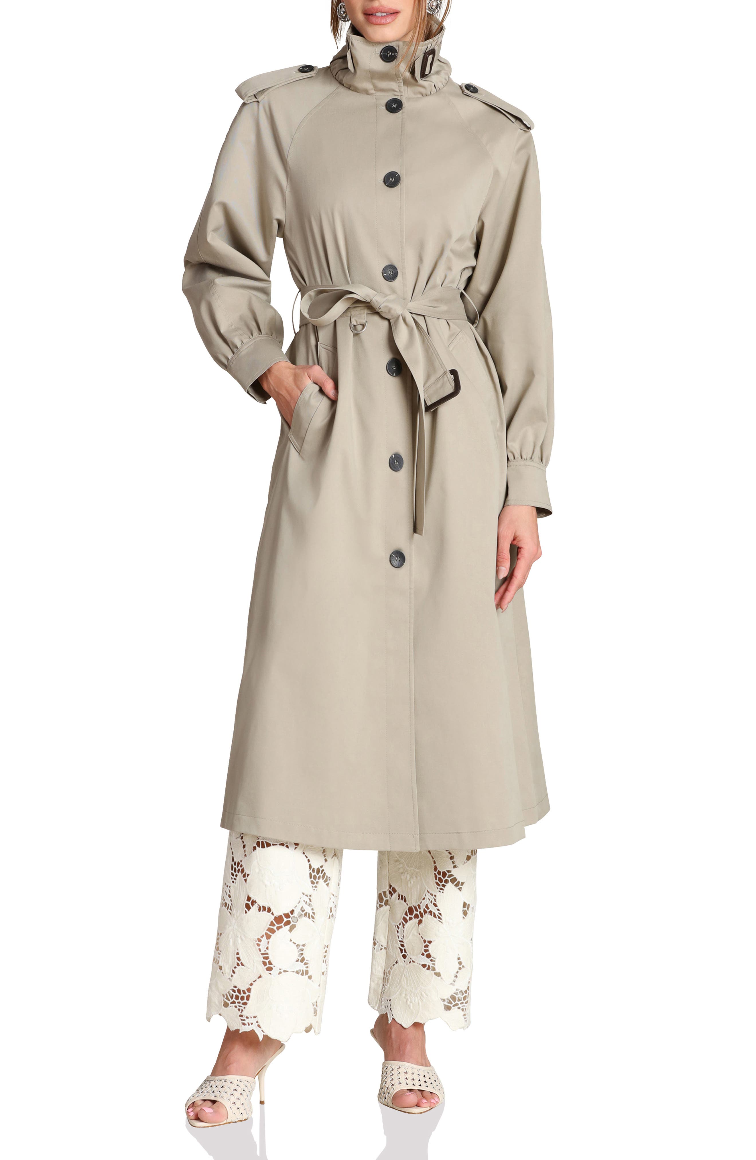 Funnel Neck Maxi Trench Coat