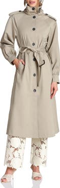 Avec Les Filles Funnel Neck Maxi Trench Coat