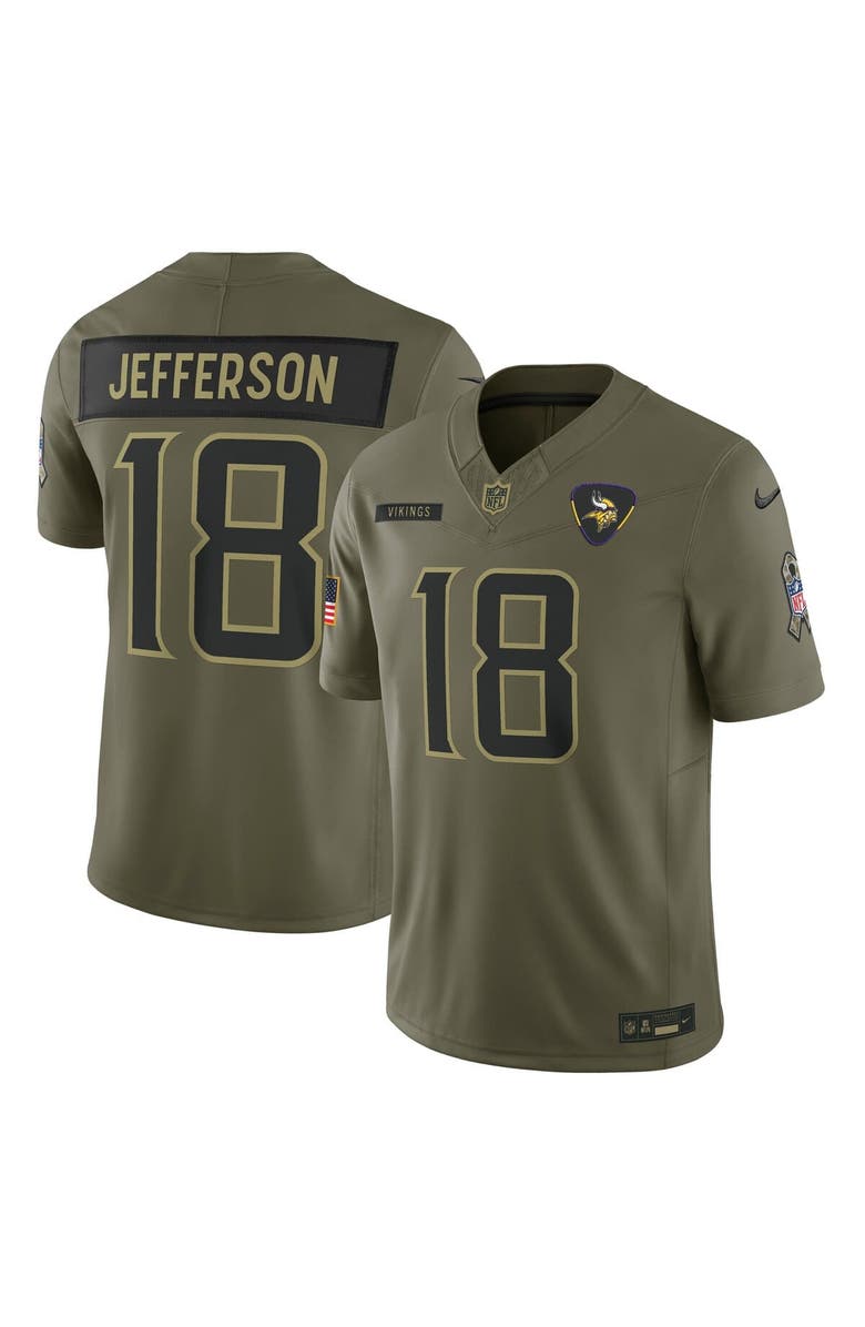 Nike Men's Nike Justin Jefferson Olive Minnesota Vikings 2025 Salute to Service Limited Jersey, Main, color, Olive