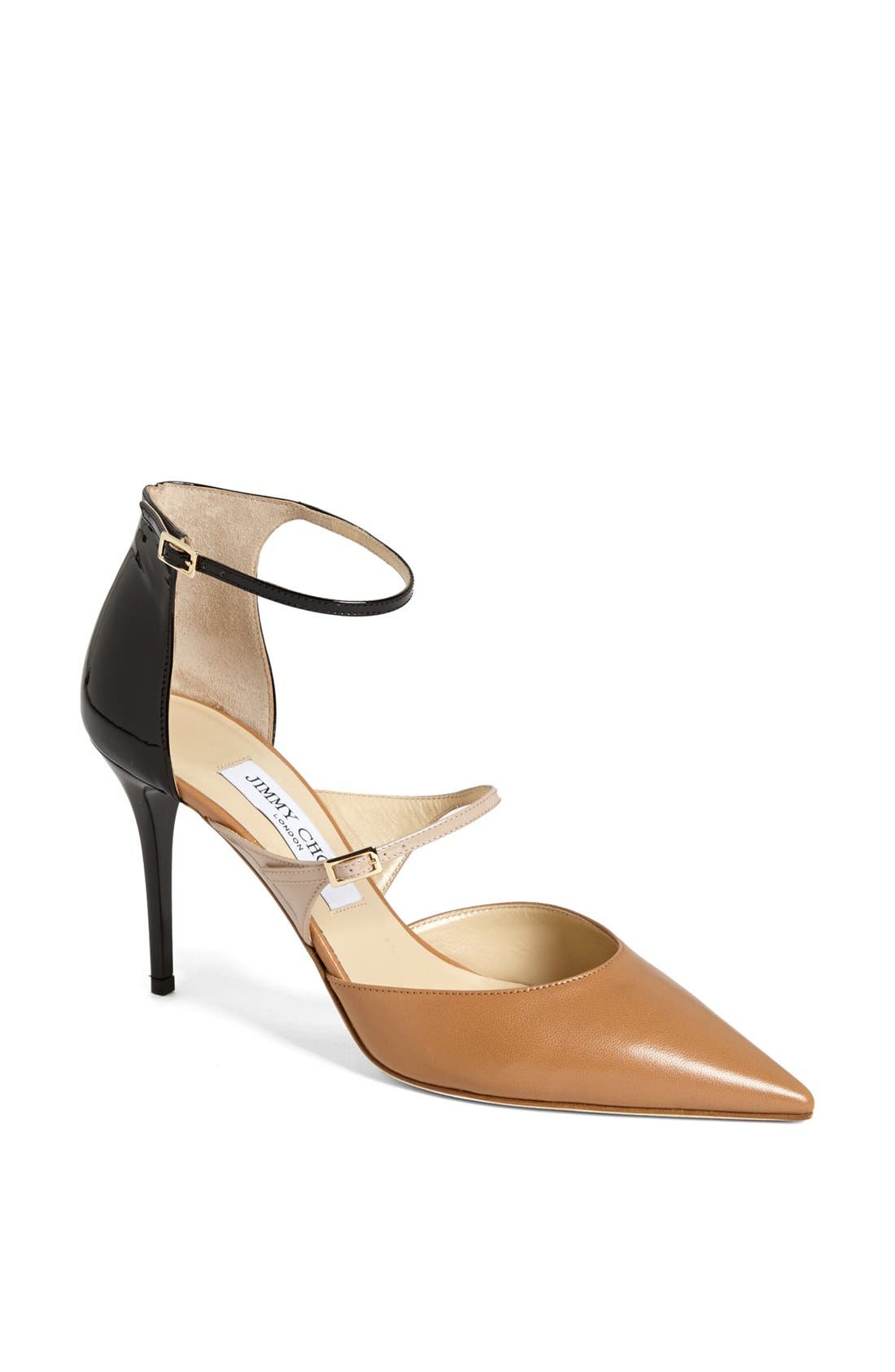 'Twist' Ankle Strap Pump, Main, color, TAN/ FRAPPE/ BLACK