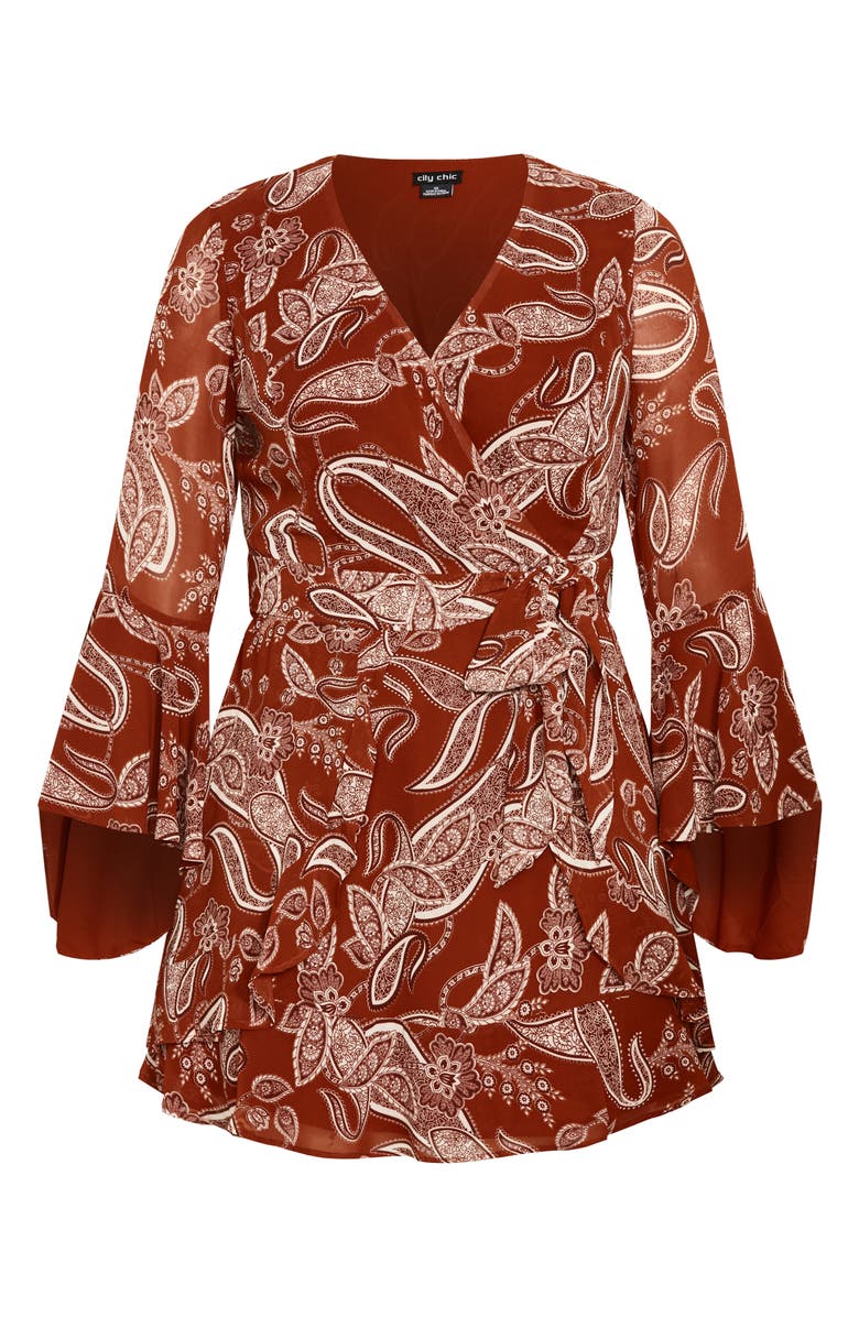 City Chic Dream Paisley Faux Wrap Minidress, Alternate, color, Paisley