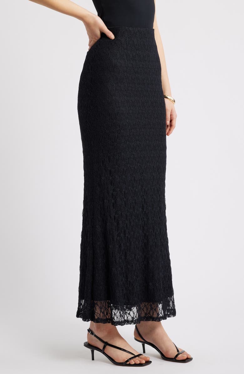 Open Edit Sheer Lace Maxi Skirt, Alternate, color, Black