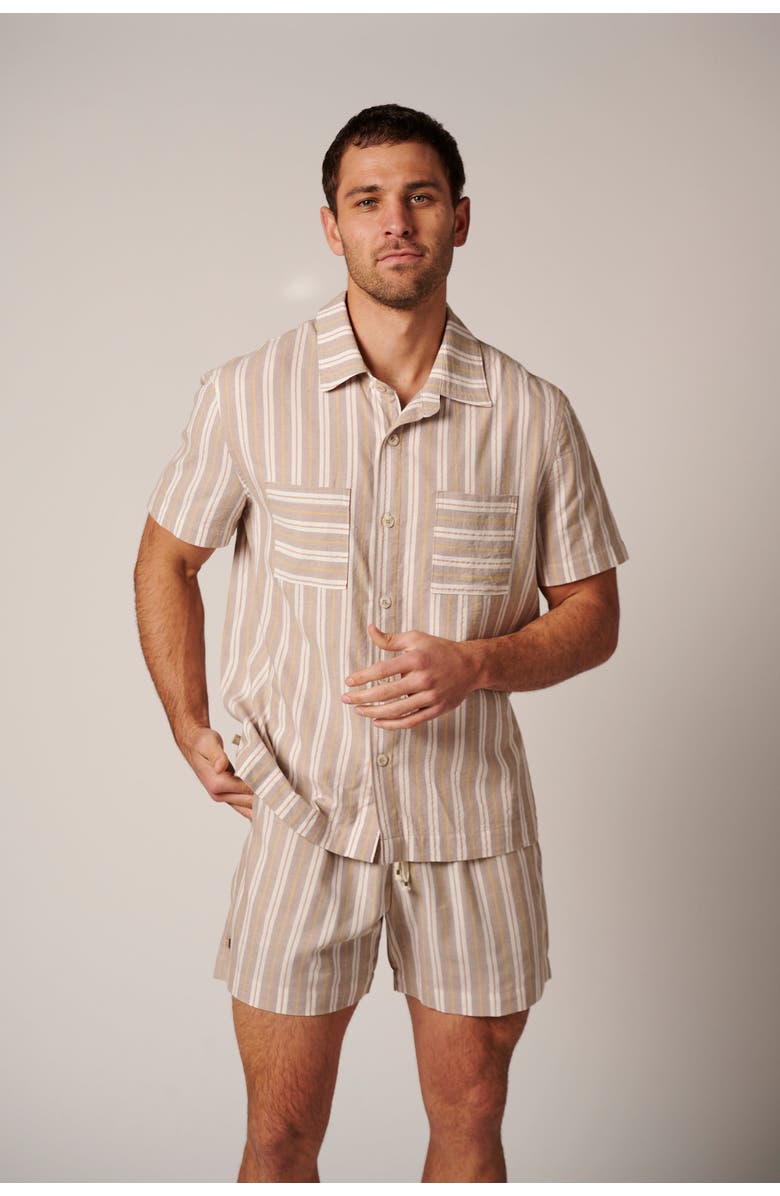 LEISURE LAB Laguna Button Up, Alternate, color, Beige Stripes