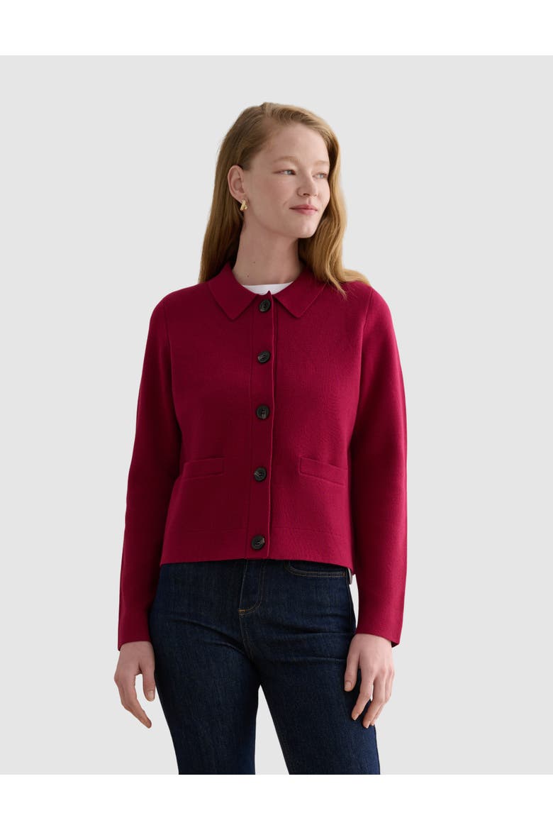 Mia Merino Wool Blend Knitted Cardigan, Main, color, Beetroot Pink