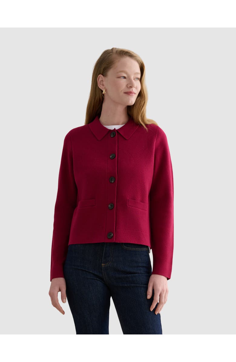 HOBBS LONDON Mia Merino Wool Blend Knitted Cardigan, Main, color, Beetroot Pink