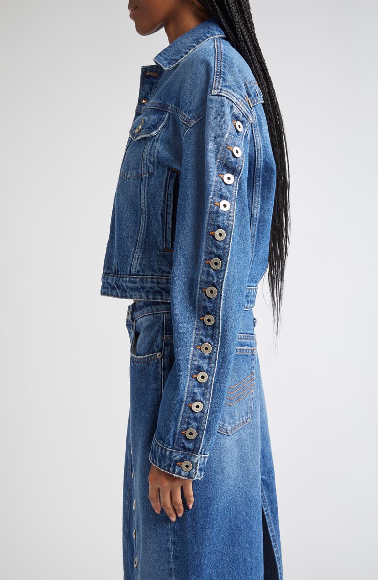 Jean Paul Gaultier Button Detail Denim Trucker Jacket, Alternate, color,