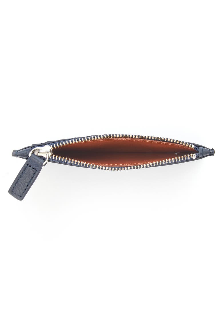 Zip Leather Card Case, Alternate, color, NAVY BLUE