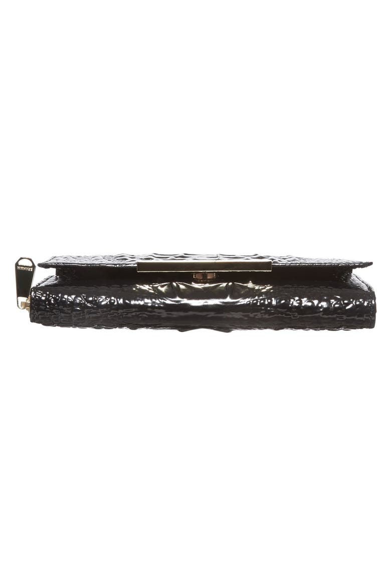'Michelle' Croc Embossed Leather Crossbody Wallet, Alternate, color, BLACK