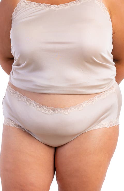 Soft Silk Lace Trim Silk Briefs (Regular & Plus Size)