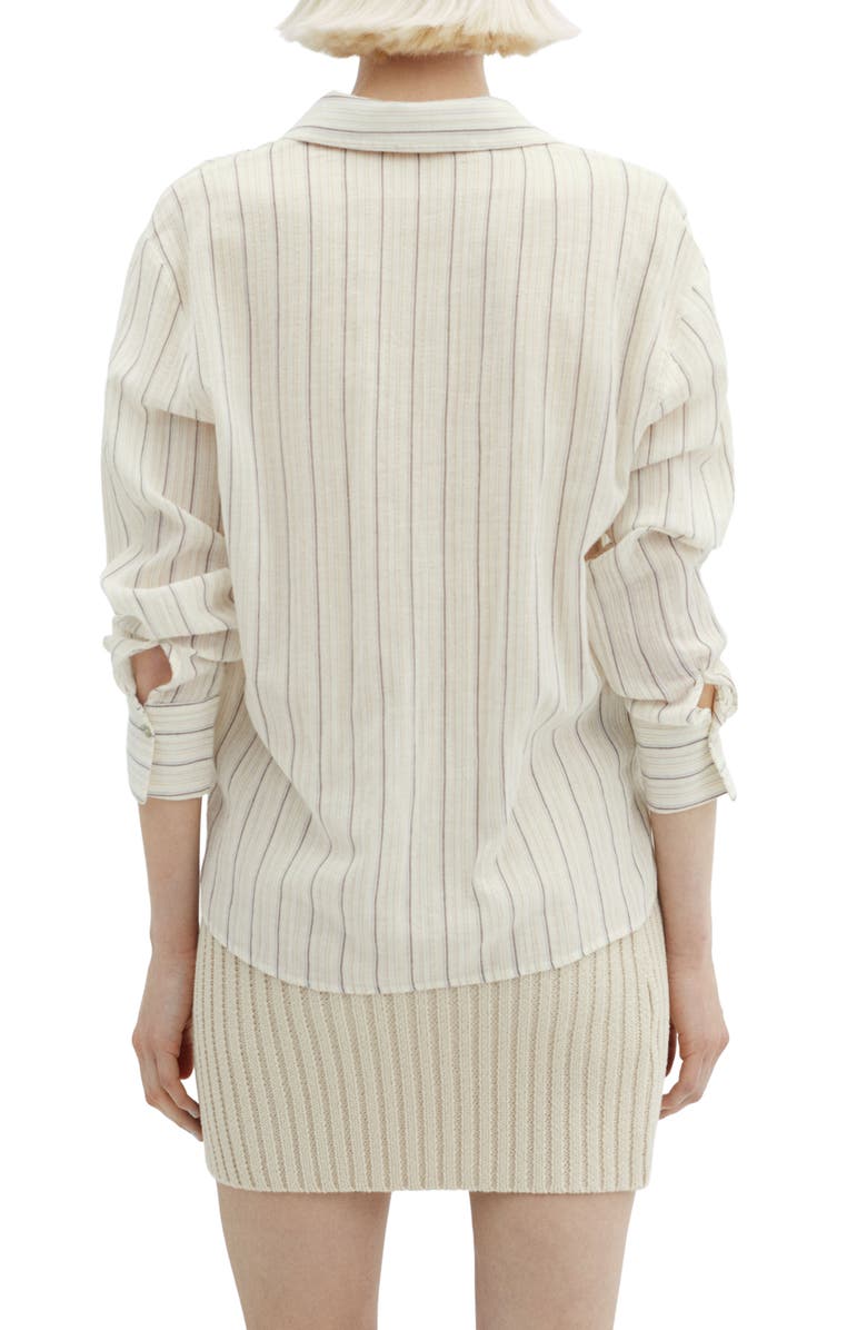 MANGO Metallic Stripe Button-Up Shirt, Alternate, color,