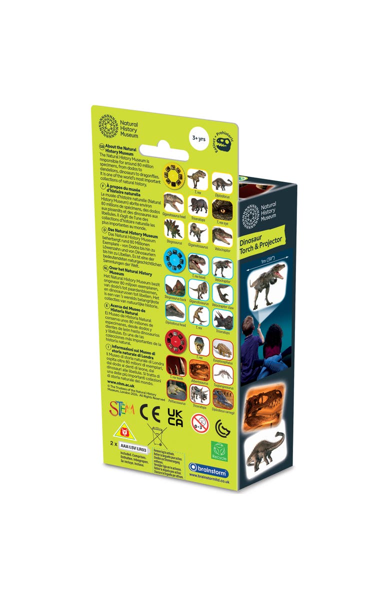 Natural History Museum Dinosaur Torch Projector Flashlight Toy, Alternate, color, Multicolored
