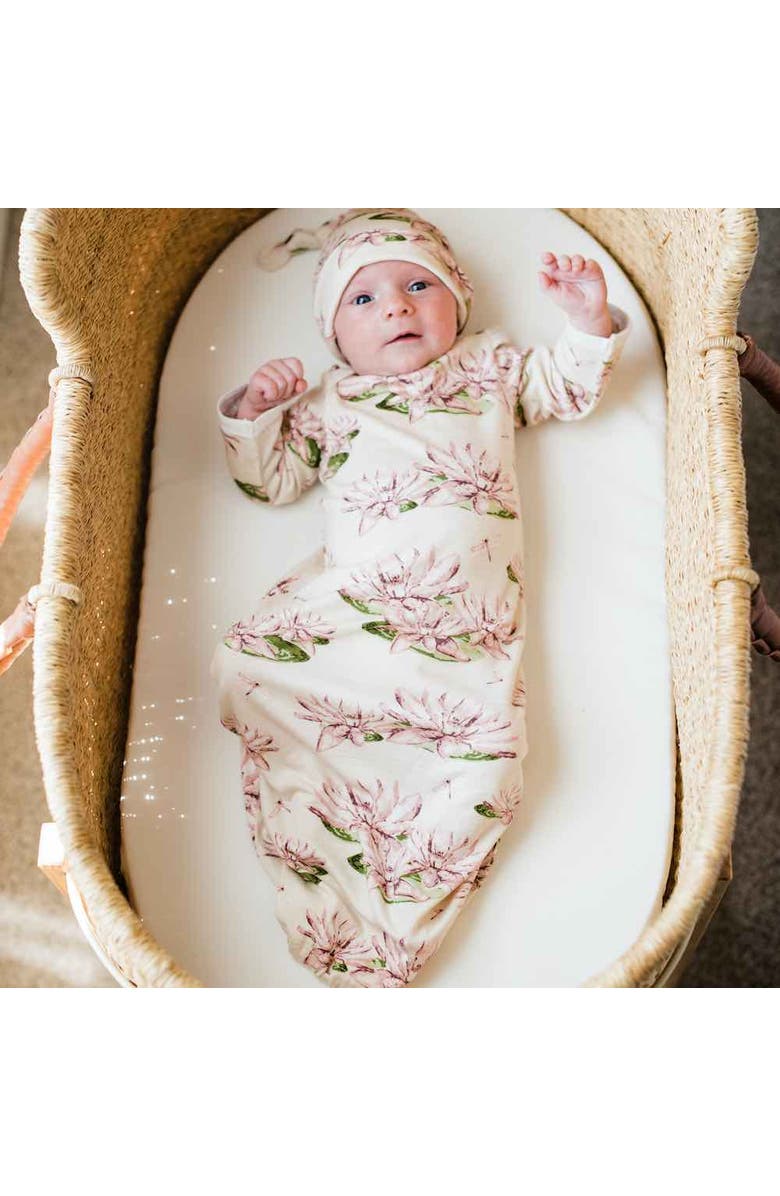 Milkbarn Newborn Gown and Hat Set, Alternate, color, Bumblebee