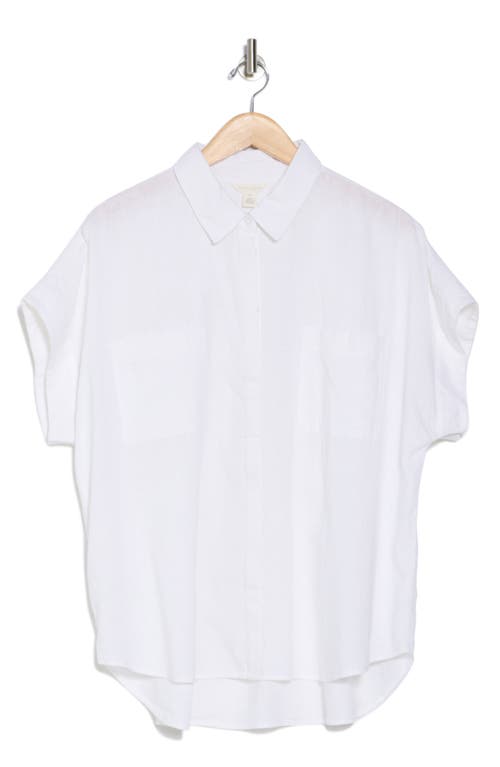 CASLON CASLON® DOUBLE POCKET LINEN BLEND CAMP SHIRT