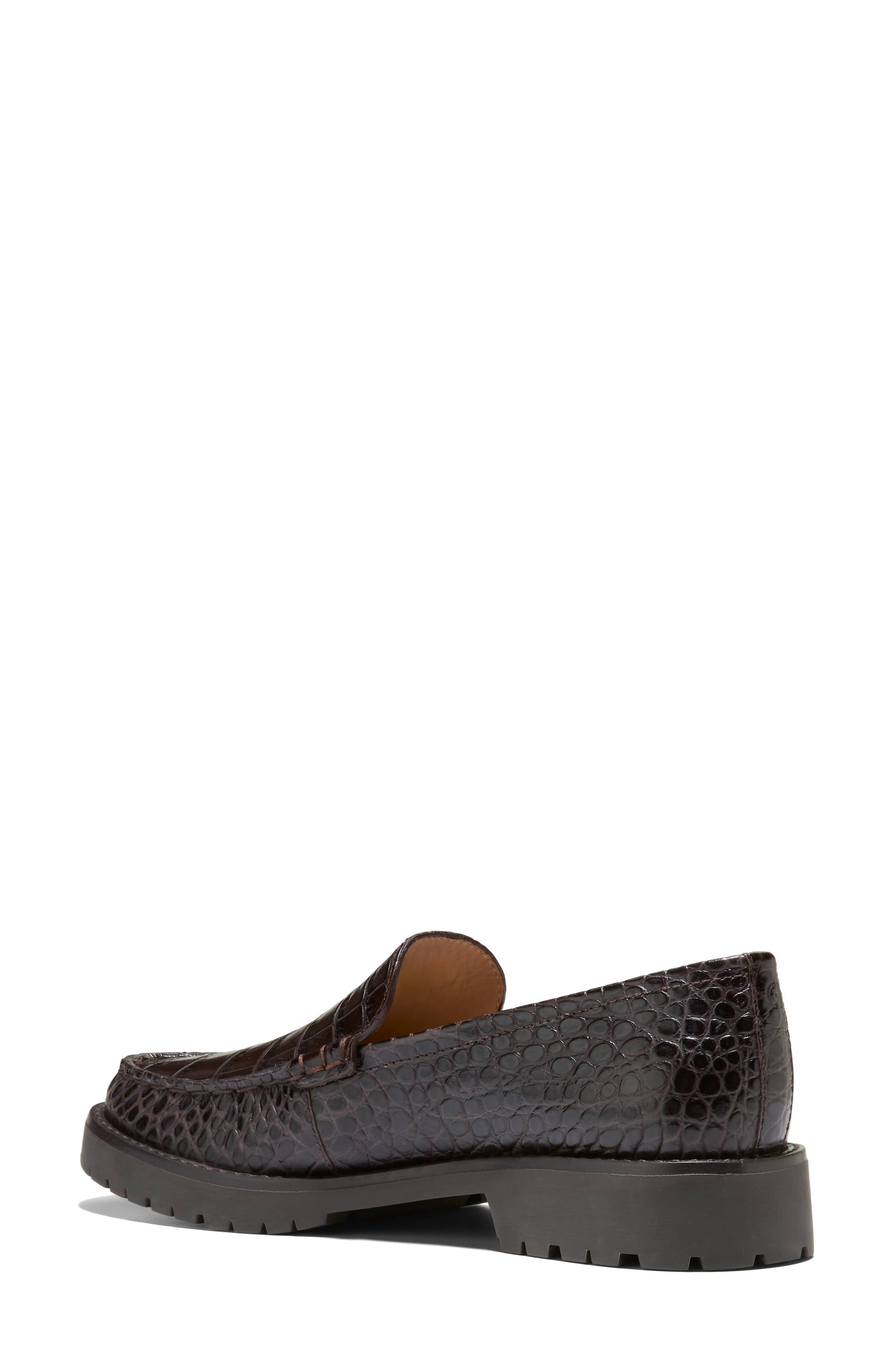 Thelle Croc Embossed Loafer, Alternate, color, CHOCOLATE CROC PRINT LEATHER