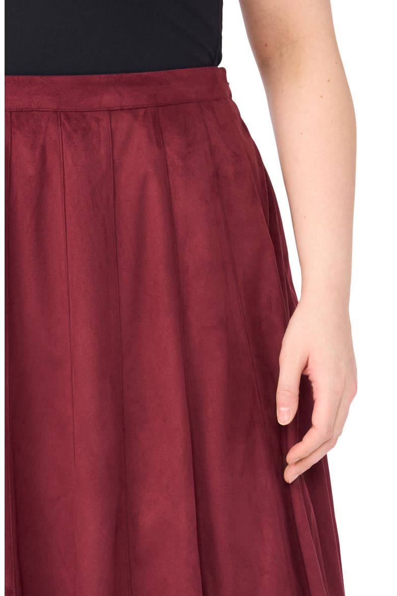 Panelled Pintuck Faux Suede Midi Skirt, Alternate, color, WINTERBERRY
