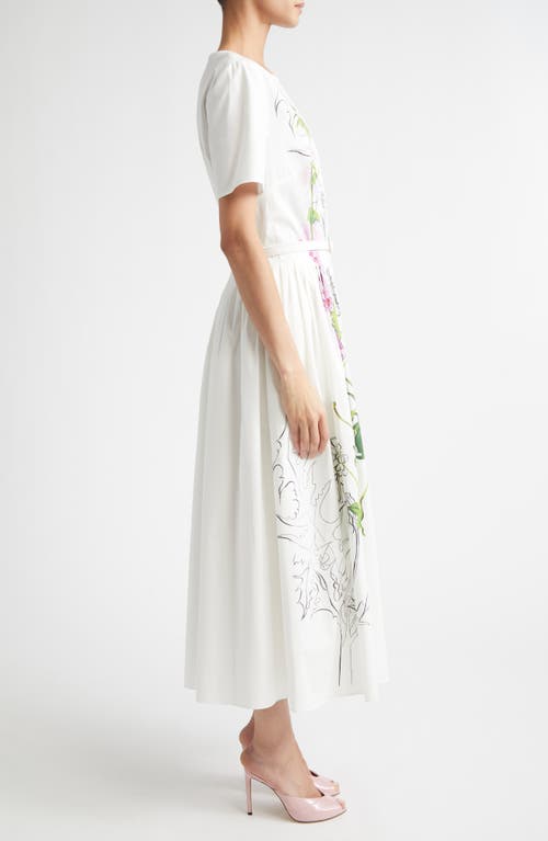 Oscar De La Renta Foxglove Cotton-blend Poplin Midi Dress In White