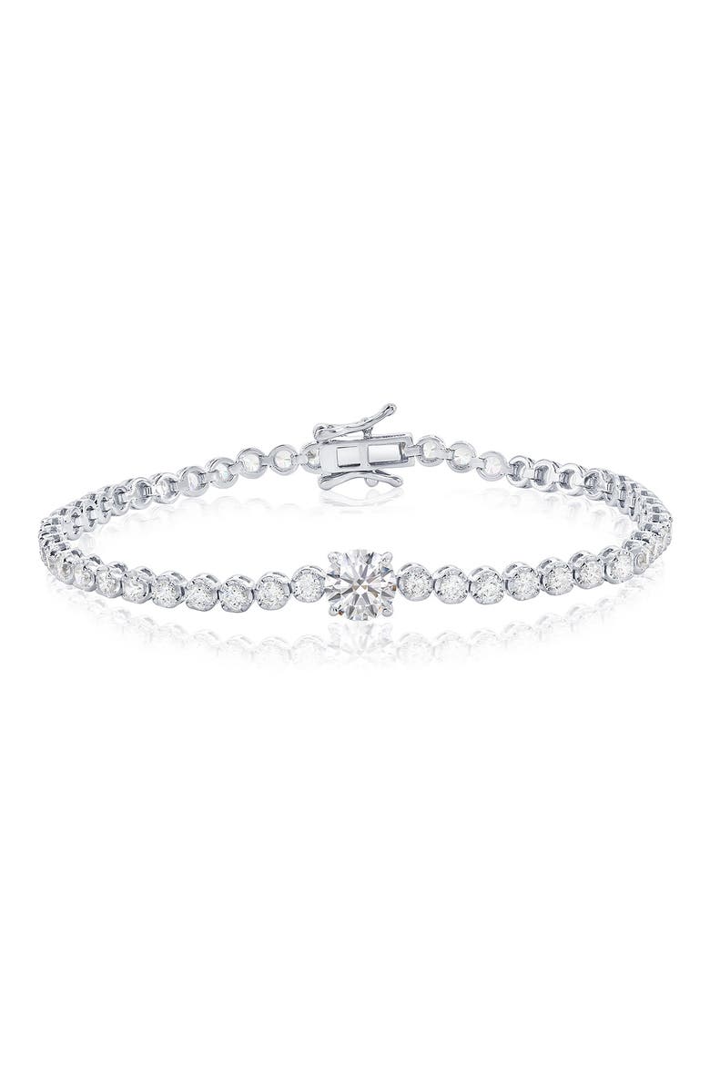 Round Cubic Zirconia Bracelet, Main, color, SILVER