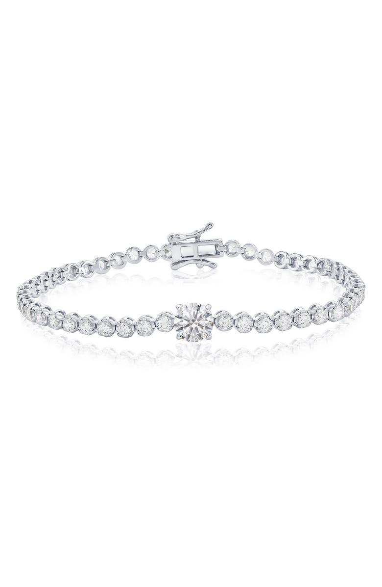 SIMONA Round Cubic Zirconia Bracelet, Main, color, Silver