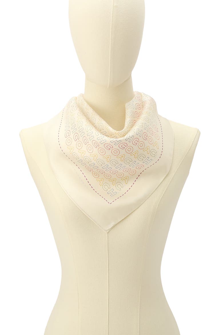 Stitch Print Square Silk Bandana, Alternate, color, CHALK MULTI