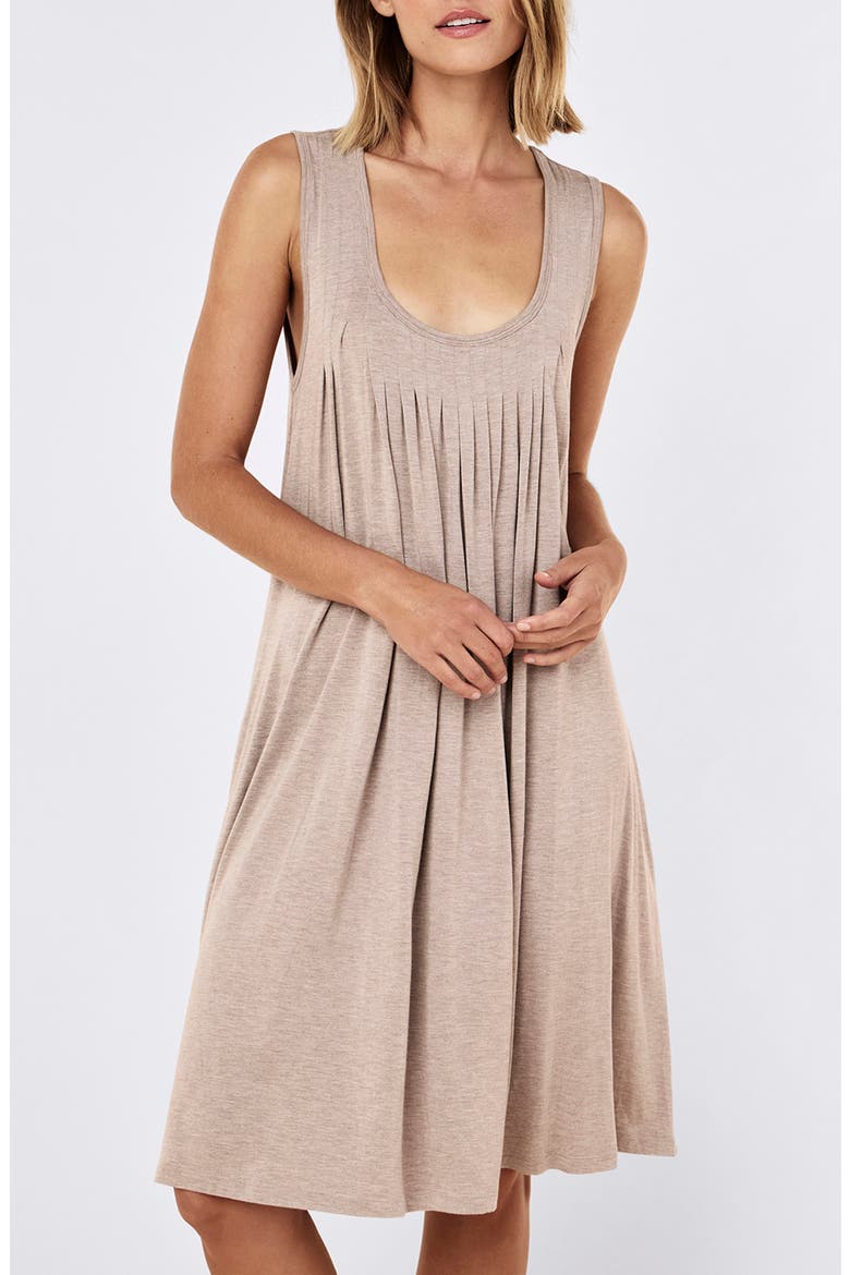 Kate Pleat Front Modal Nightgown, Alternate, color, MOCHA MOUSSE