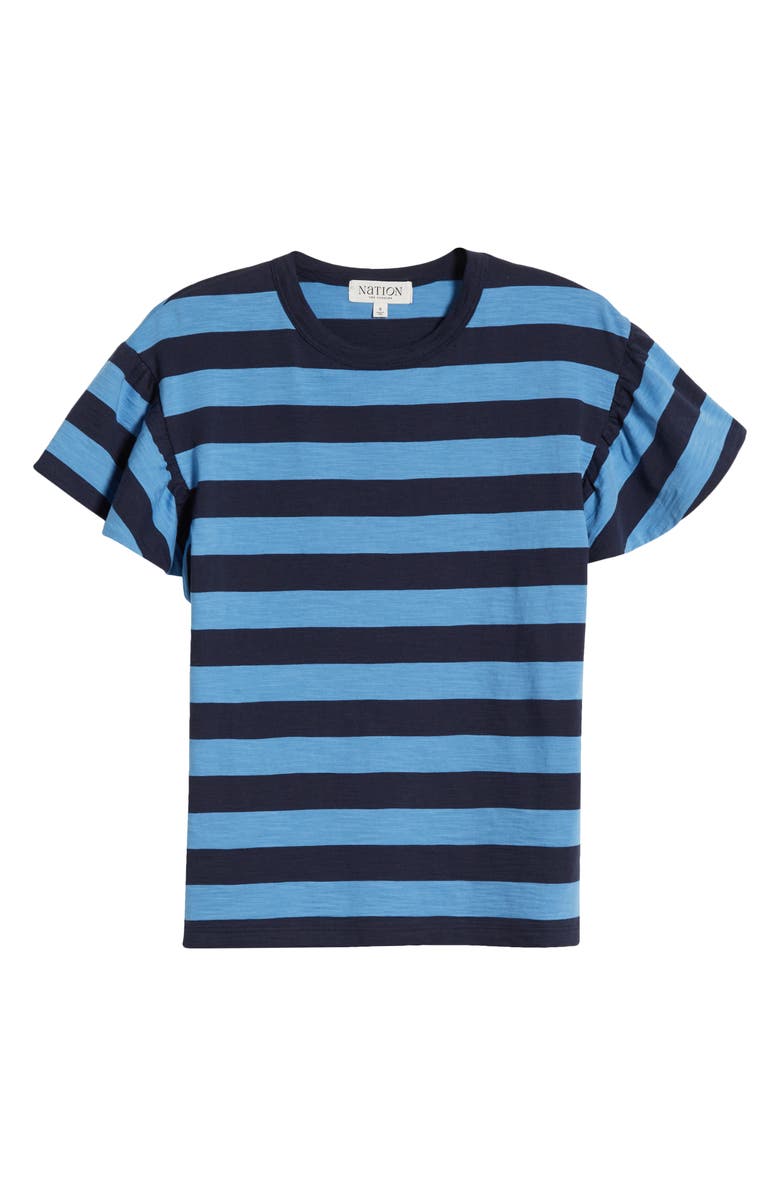 Nation LTD Camille Stripe Ruffle Sleeve Cotton T-Shirt, Alternate, color,