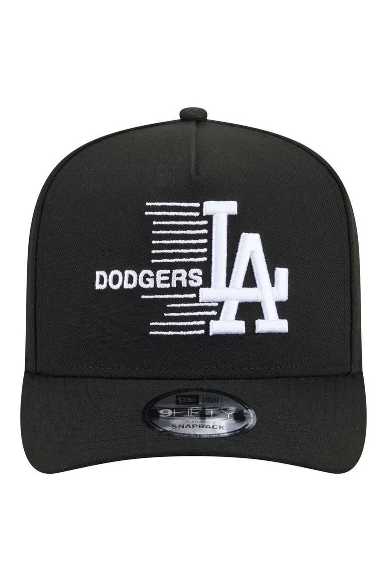 Men's New Era  Black Los Angeles Dodgers Motion A-Frame 9FIFTY Snapback Hat, Alternate, color, Black