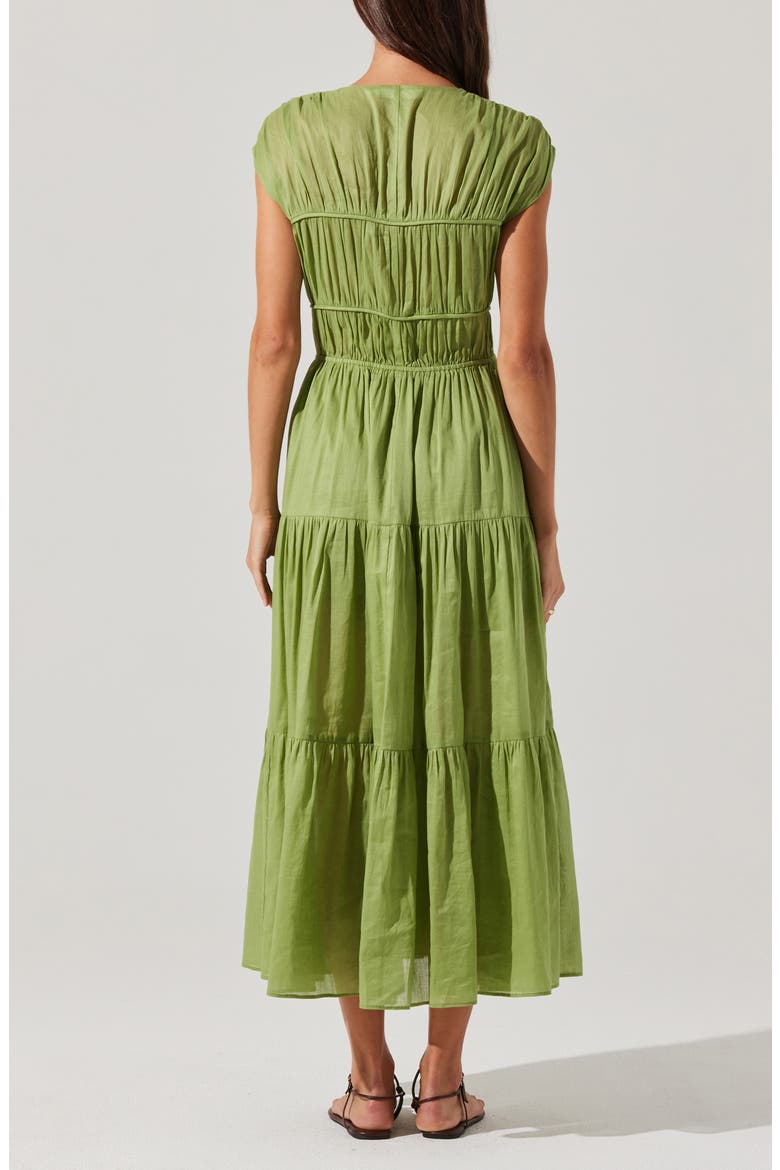 Alexandria Cap Sleeve Linen Blend Maxi Dress, Alternate, color, MATCHA