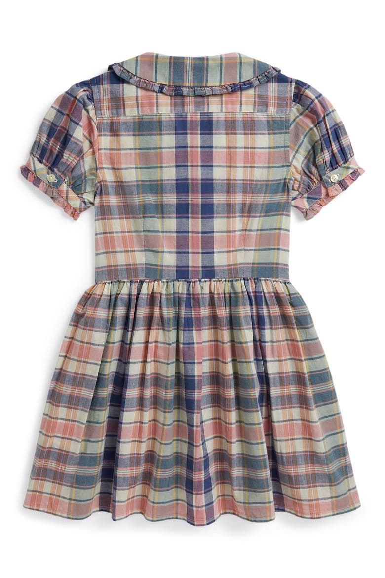 Plaid Button-Up Cotton Shirtdress, Alternate, color, EARTH BLUE-PINK MULTI
