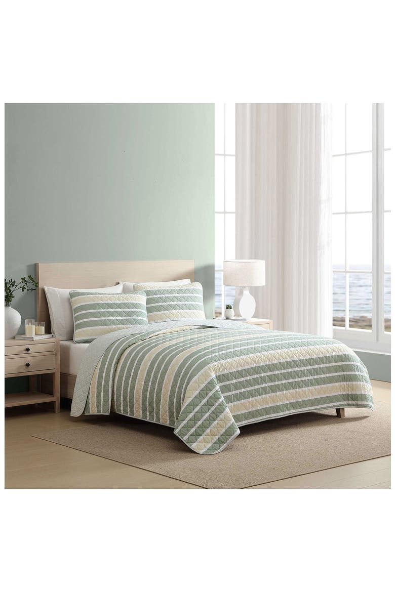 Varadero Stripe Reversible Cotton Quilt & Sham Set, Alternate, color, GREEN MULTI