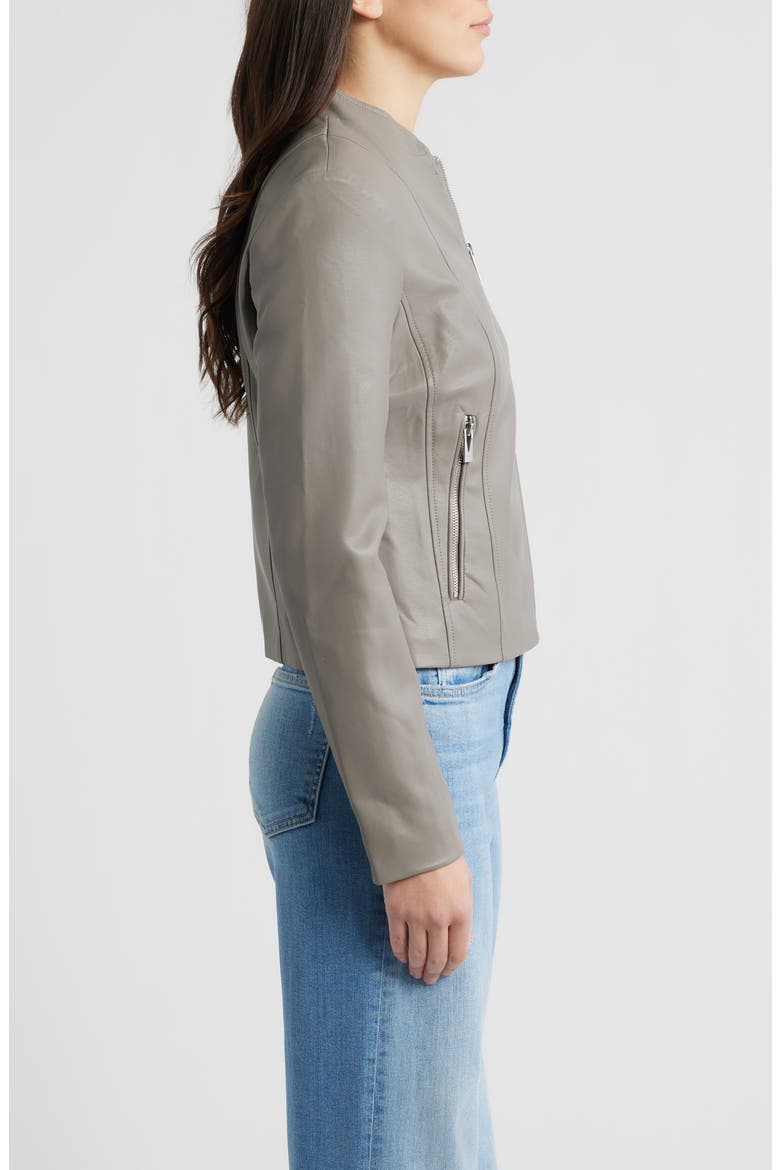 Front Zip Faux Leather Jacket, Alternate, color, DOVE GREY
