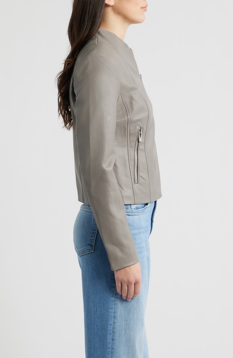 Via Spiga Front Zip Faux Leather Jacket, Alternate, color, Dove Grey
