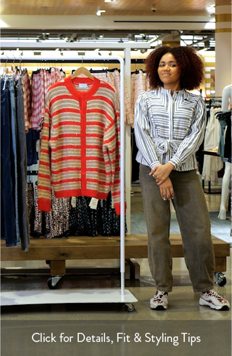 Fluffy Stripe Crewneck Cardigan, sales video thumbnail