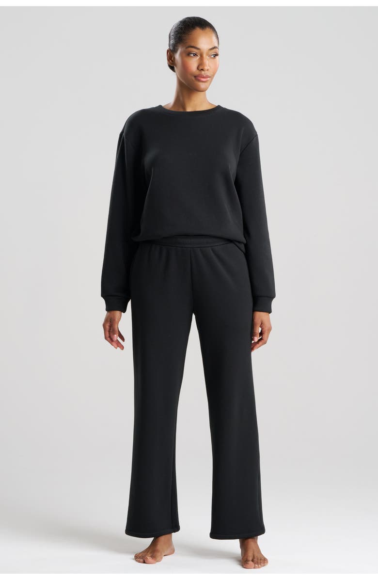 Natori Edit Nova Brushed Knit Everywhere Straight Leg Pant, Main, color, Black