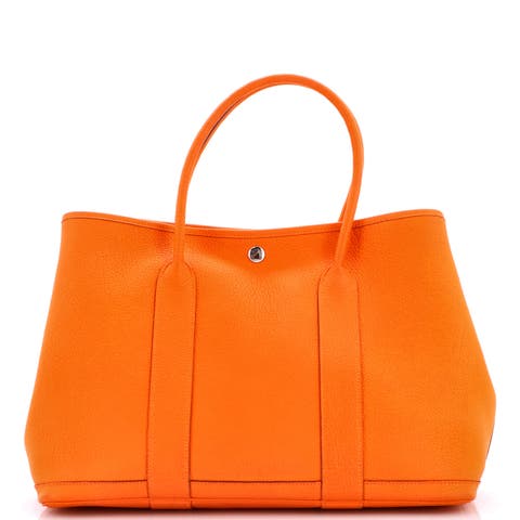 Garden Party Tote Leather with Printed Interior 36