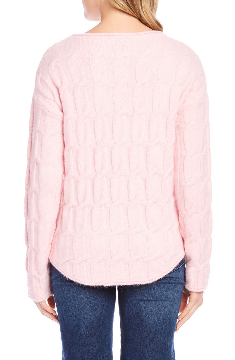 Karen Kane Cable Curved Hem Sweater, Alternate, color, 