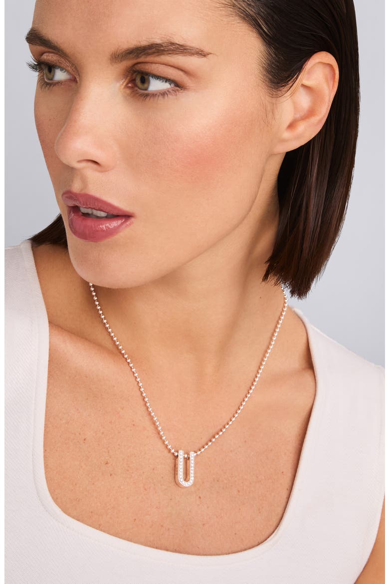 Caviar Spark Large Linear Pavé Diamond Pendant Necklace, Alternate, color, SILVER