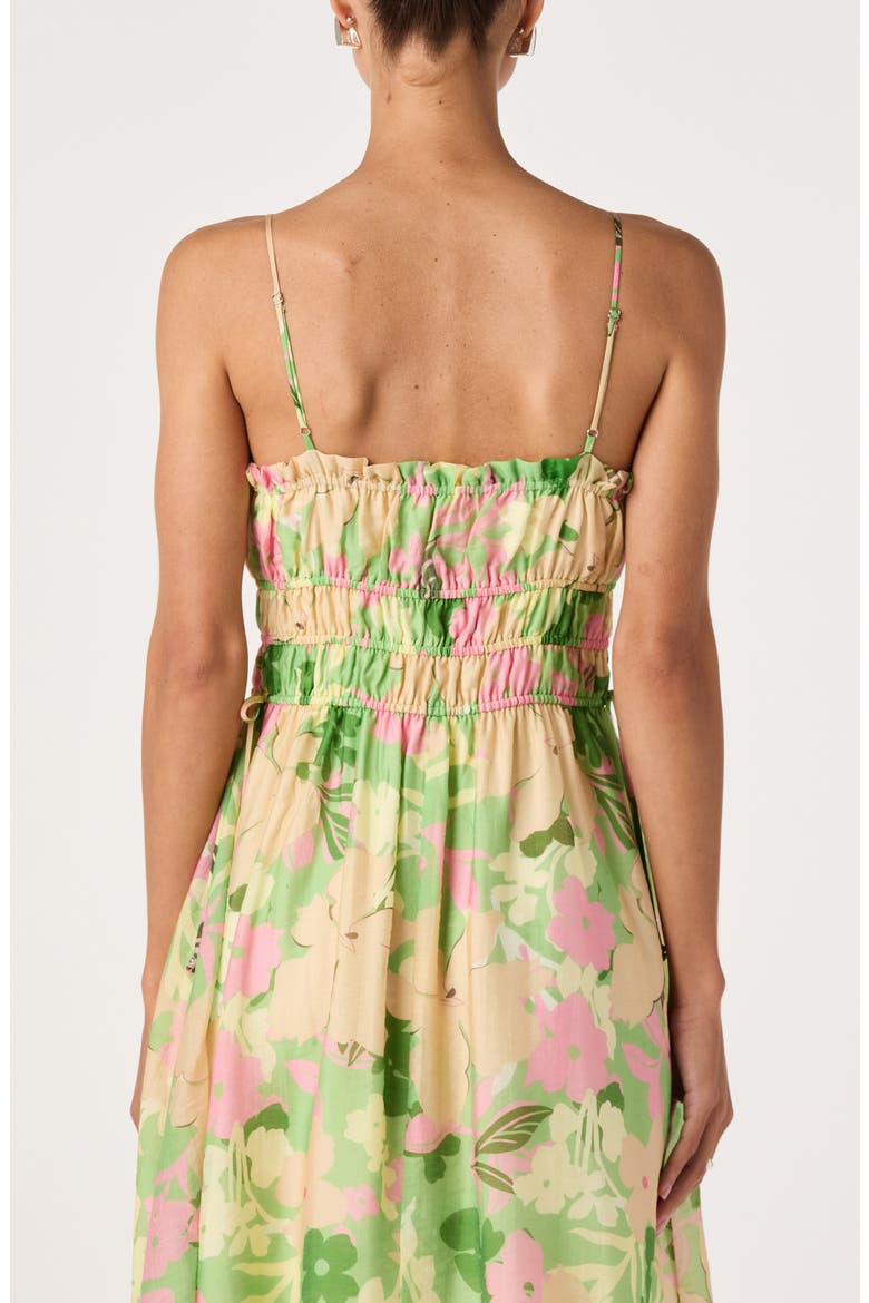 Maren Floral Print A-Line Dress, Alternate, color, GREEN FLORAL