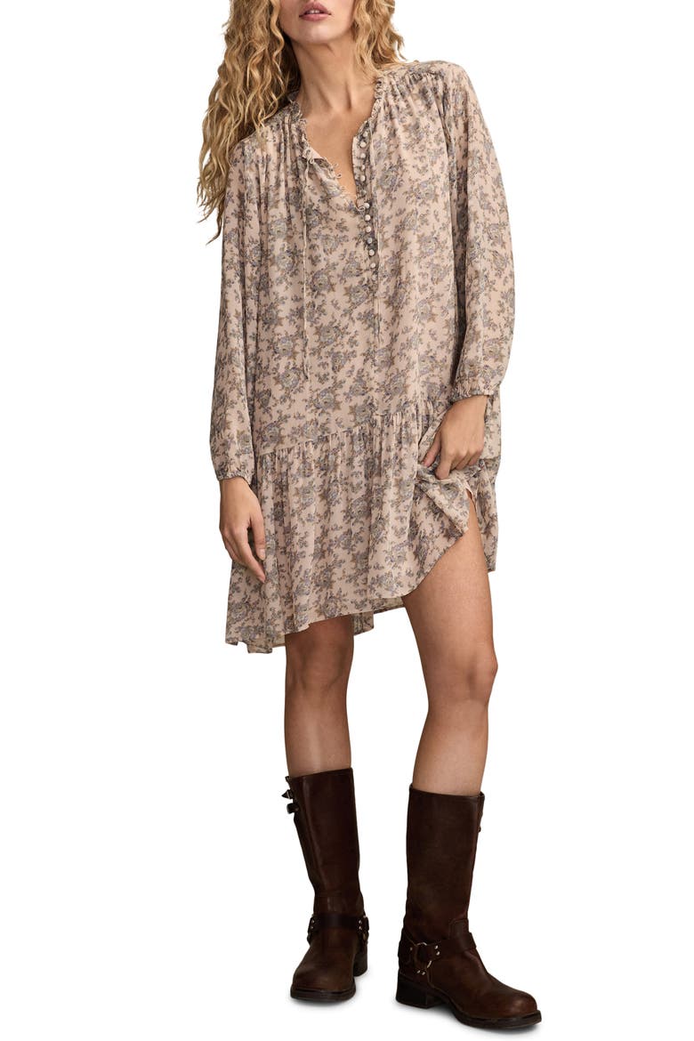Floral Long Sleeve Dress, Main, color, LILAC FLORAL