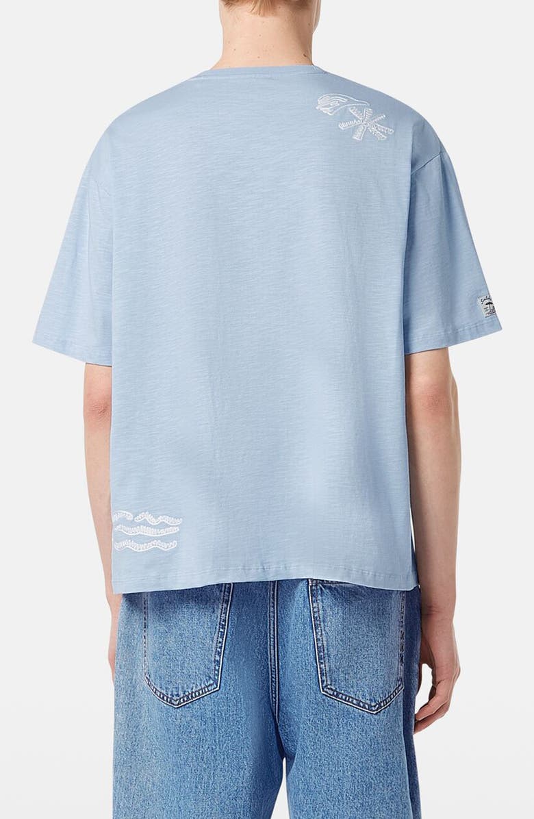 Scotch & Soda Loose Fit Slub Embroidered Cotton T-Shirt, Alternate, color, Sky Blue